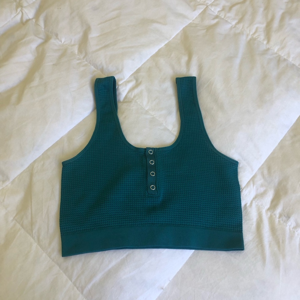 Teal Textured Crop Tank Top